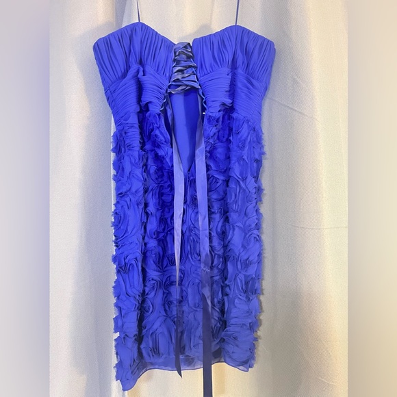 JS Collection Blue Corset Back Strapless Party Dress - Picture 4 of 4